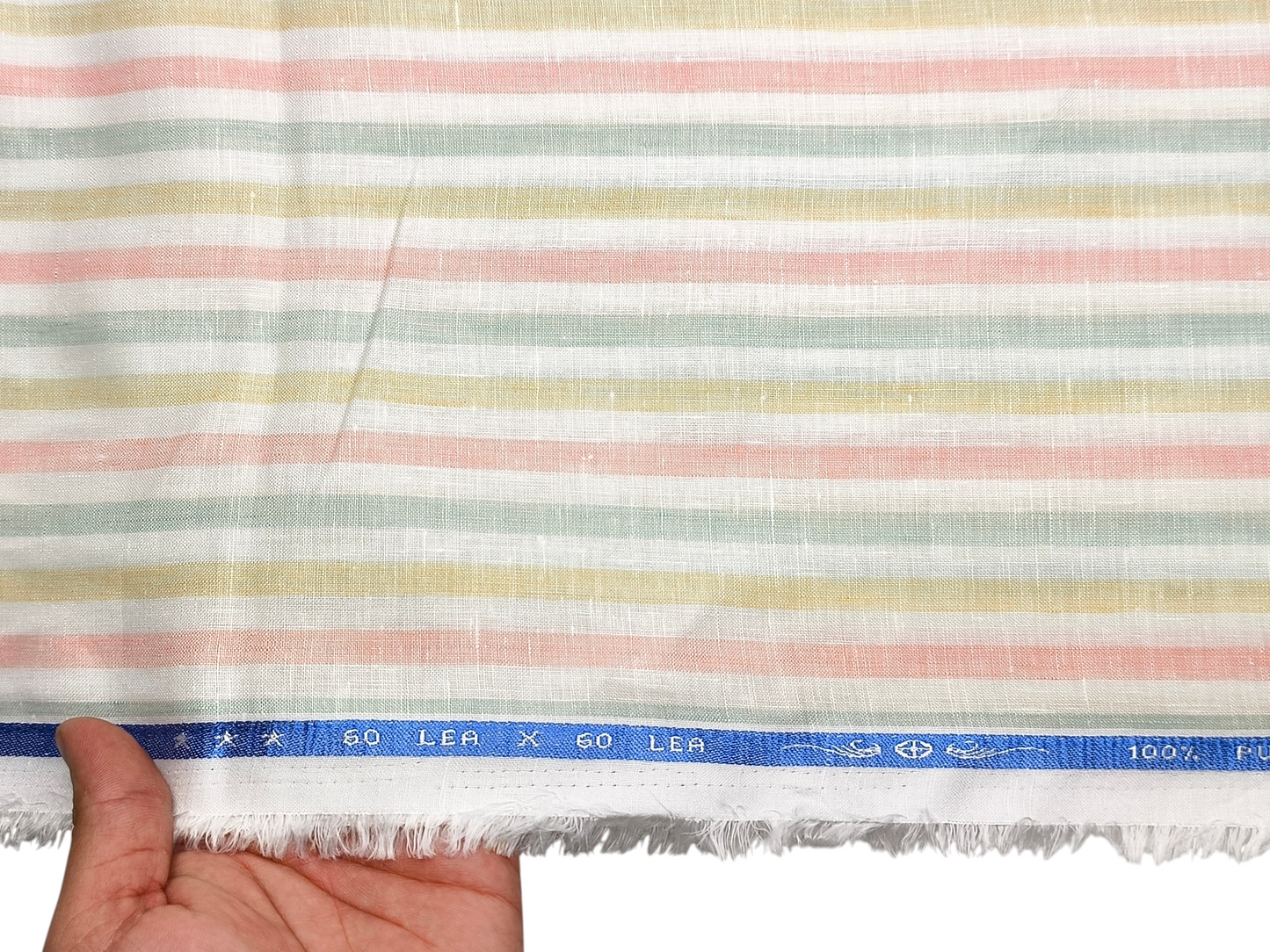 100% Pure Linen 60 LEA Shirting Fabric (Vibrant , Stripes)