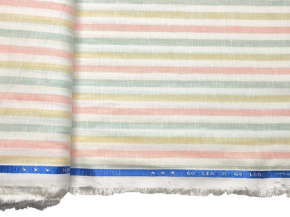 100% Pure Linen 60 LEA Shirting Fabric (Vibrant , Stripes)