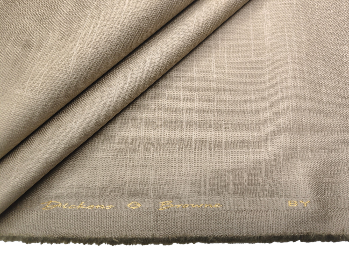 Dickens & Browne 100% Cotton Stretched Suiting Fabric (Khaki Brown, Slub Design)
