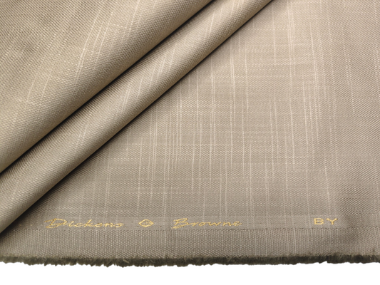 Dickens & Browne 100% Cotton Stretched Suiting Fabric (Khaki Brown, Slub Design)