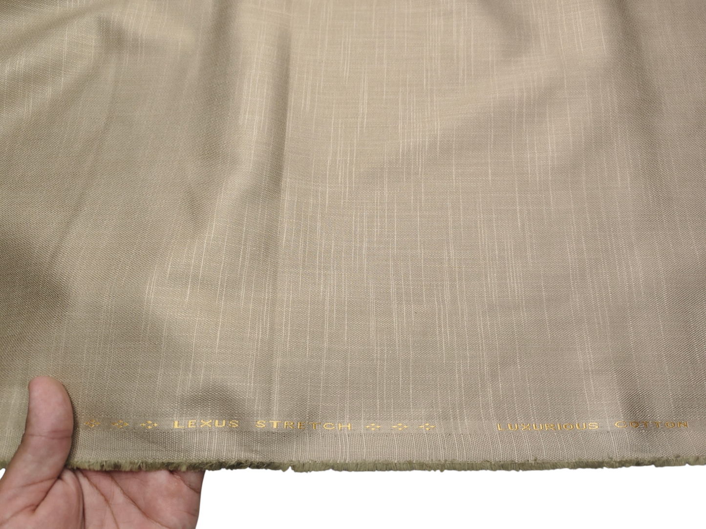 Dickens & Browne 100% Cotton Stretched Suiting Fabric (Khaki Brown, Slub Design)