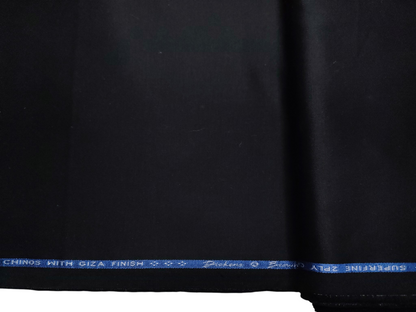 Dickens & Browne 2 Ply Chinos 100% Cotton Stretched Suiting Fabric (Black, Plain)