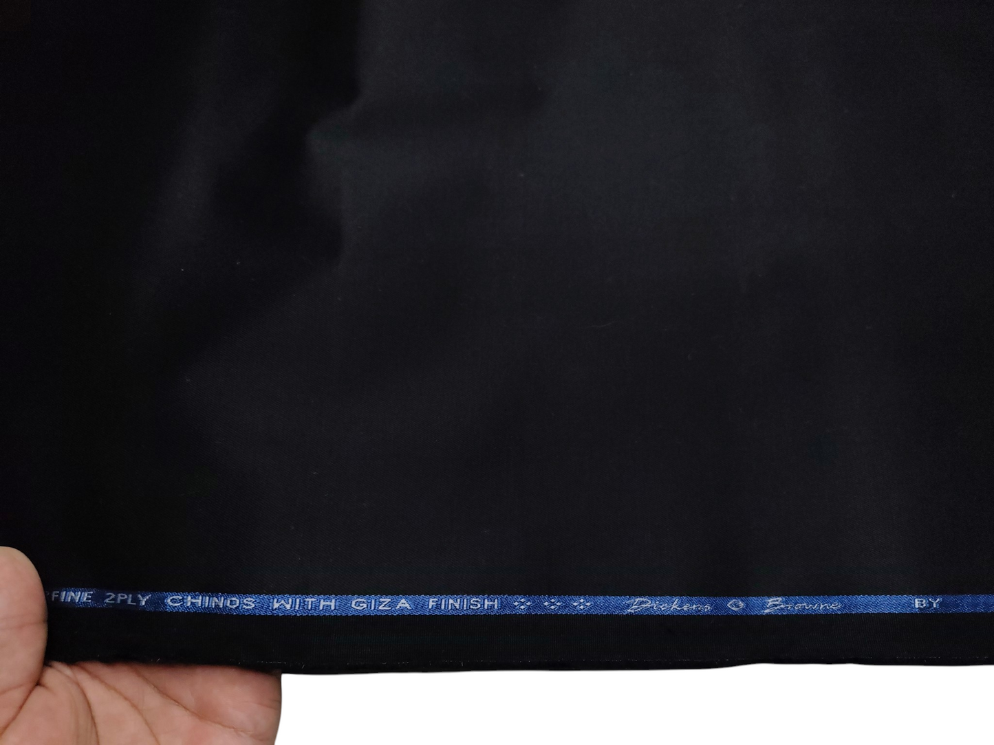 Dickens & Browne 2 Ply Chinos 100% Cotton Stretched Suiting Fabric (Black, Plain)