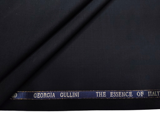 Georgia Gullini Italy Super 130s Merino Wool Blended Suiting Fabric (Black, Plain)