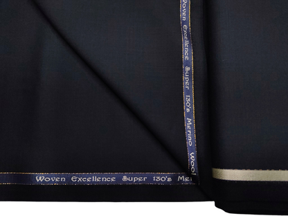 Georgia Gullini Italy Super 130s Merino Wool Blended Suiting Fabric (Black, Plain)