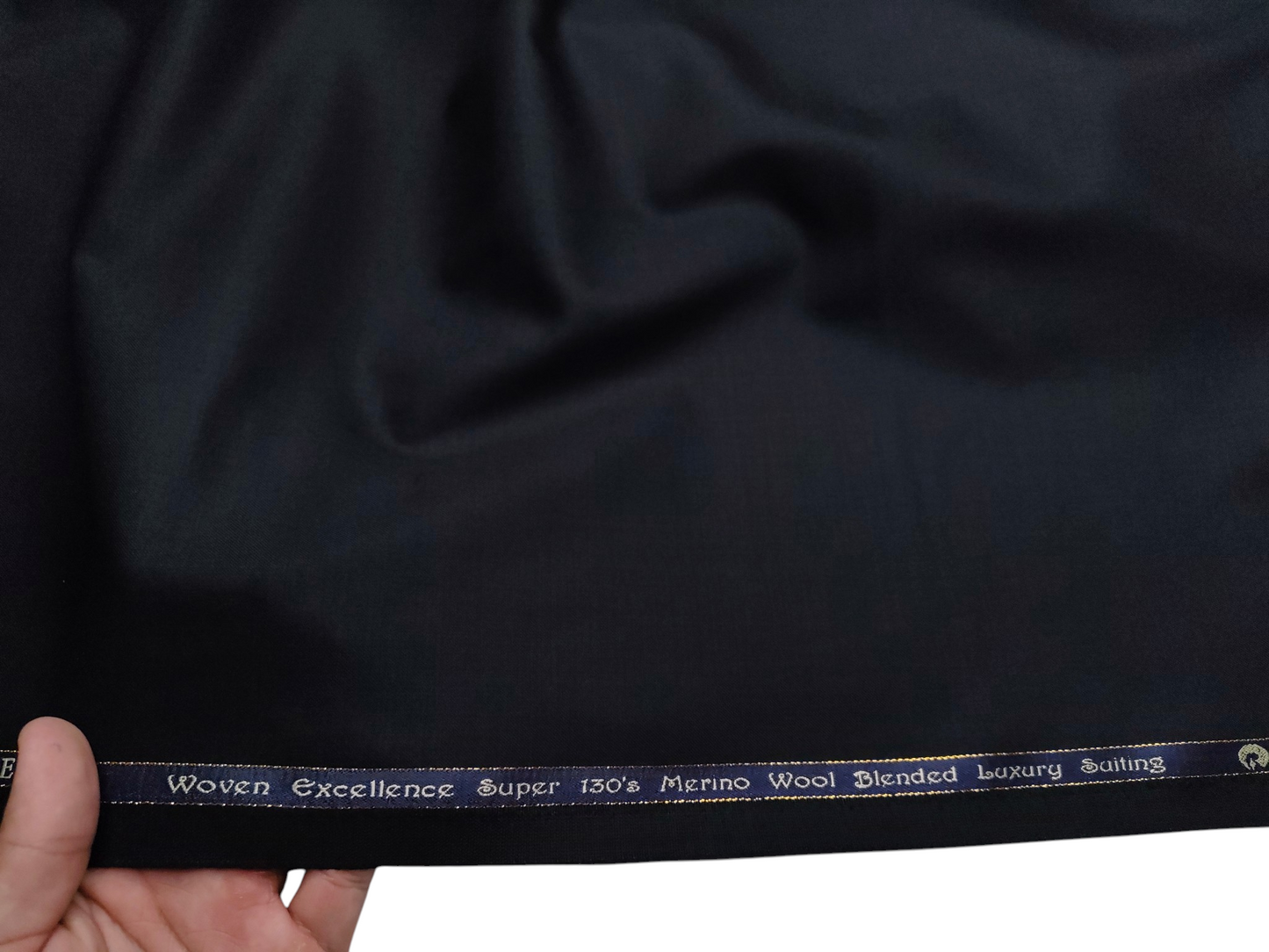 Georgia Gullini Italy Super 130s Merino Wool Blended Suiting Fabric (Black, Plain)