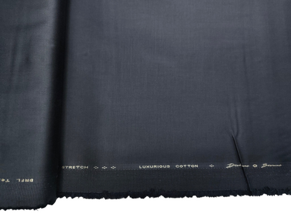 Dickens & Browne 100% Cotton Stretched Suiting Fabric (Charcoal Grey, Plain)