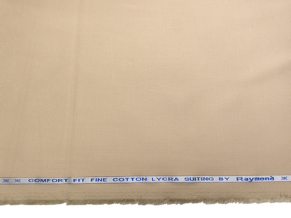 Raymond Comfort Fit Line 100% Cotton Lycra Suiting Fabric (Warm Beige, Textured)
