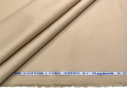Raymond Comfort Fit Line 100% Cotton Lycra Suiting Fabric (Warm Beige, Textured)