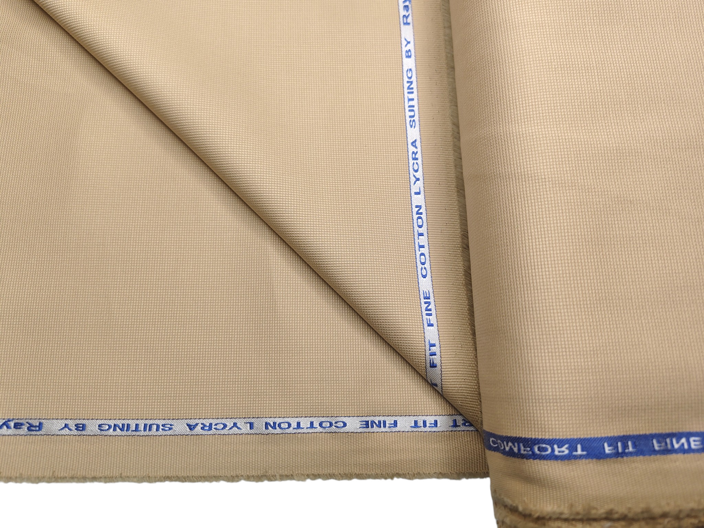 Raymond Comfort Fit Line 100% Cotton Lycra Suiting Fabric (Warm Beige, Textured)