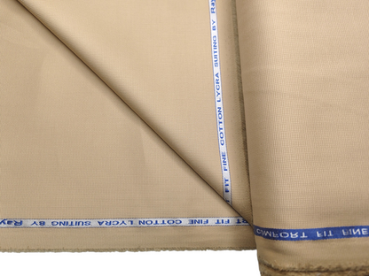 Raymond Comfort Fit Line 100% Cotton Lycra Suiting Fabric (Warm Beige, Textured)