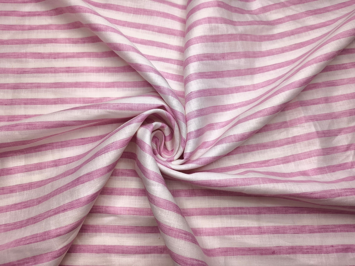 Murano Di Italia Italian Luxury Collection 100% Pure Linen 70 LEA Shirting Fabric (White & Pink , Stripes)