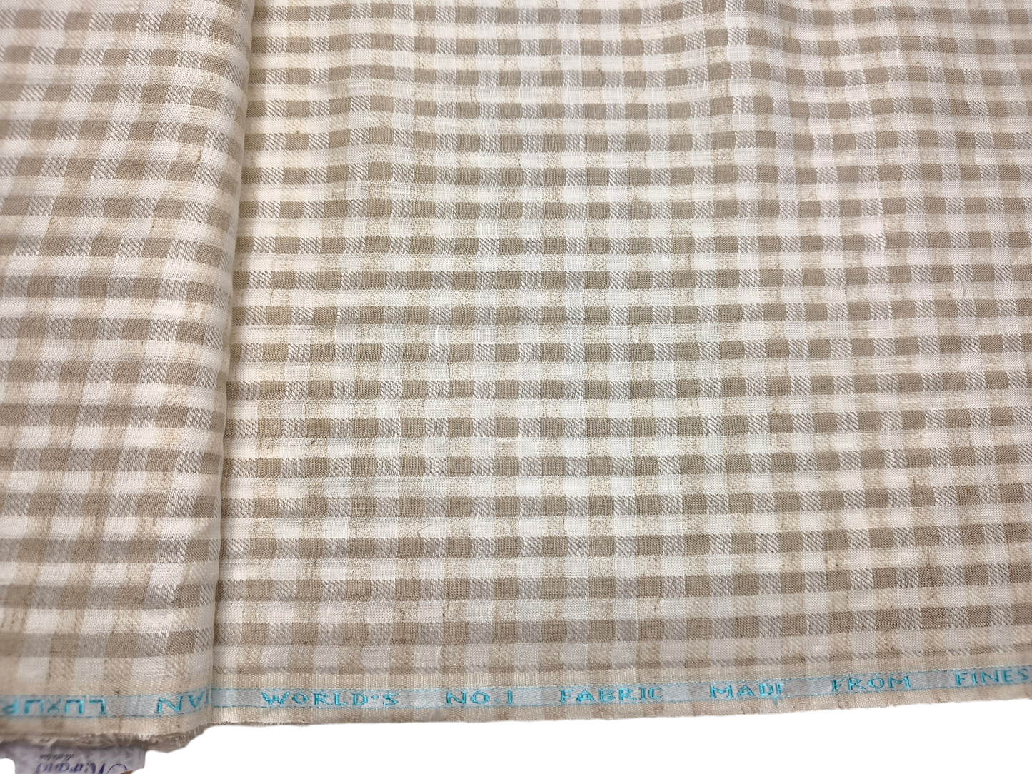 Murano Di Italia Italian Luxury Collection 100% Pure Linen 70 LEA Shirting Fabric (Beige , Patterned Checks)