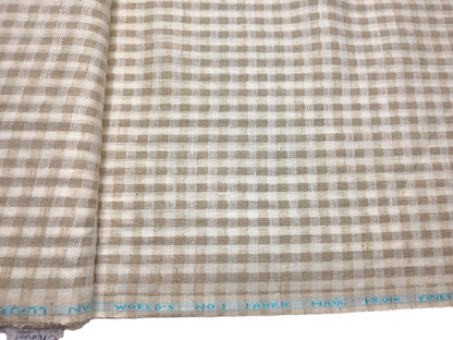 Murano Di Italia Italian Luxury Collection 100% Pure Linen 70 LEA Shirting Fabric (Beige , Patterned Checks)