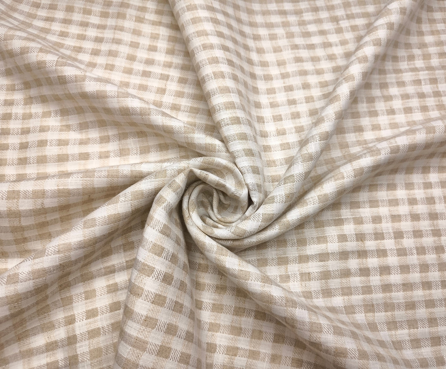 Murano Di Italia Italian Luxury Collection 100% Pure Linen 70 LEA Shirting Fabric (Beige , Patterned Checks)