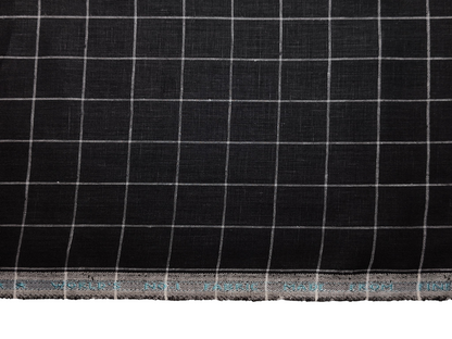 Murano Di Italia Italian Luxury Collection 100% Pure Linen 70 LEA Shirting Fabric (Black & White , Checks)
