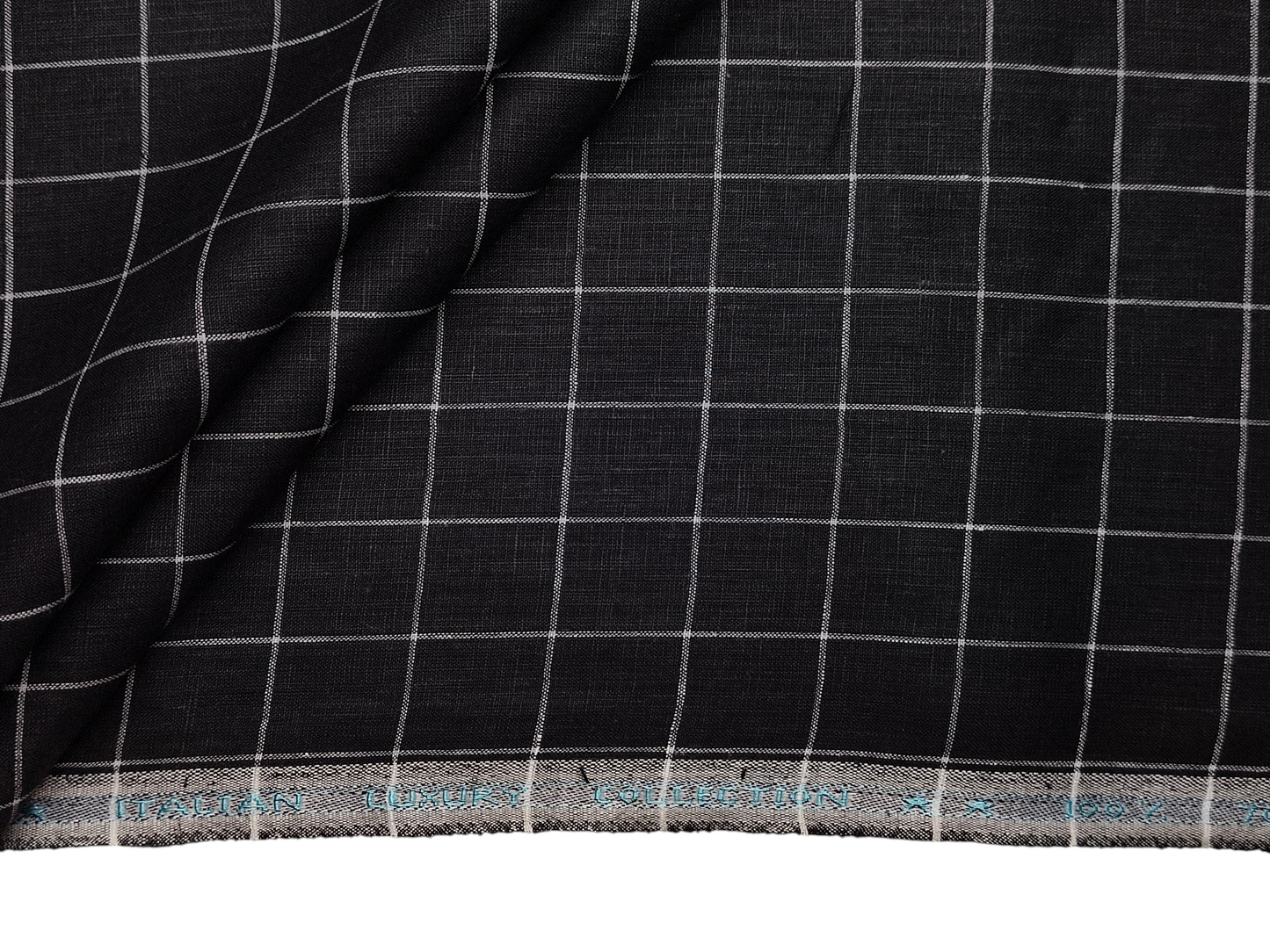 Murano Di Italia Italian Luxury Collection 100% Pure Linen 70 LEA Shirting Fabric (Black & White , Checks)