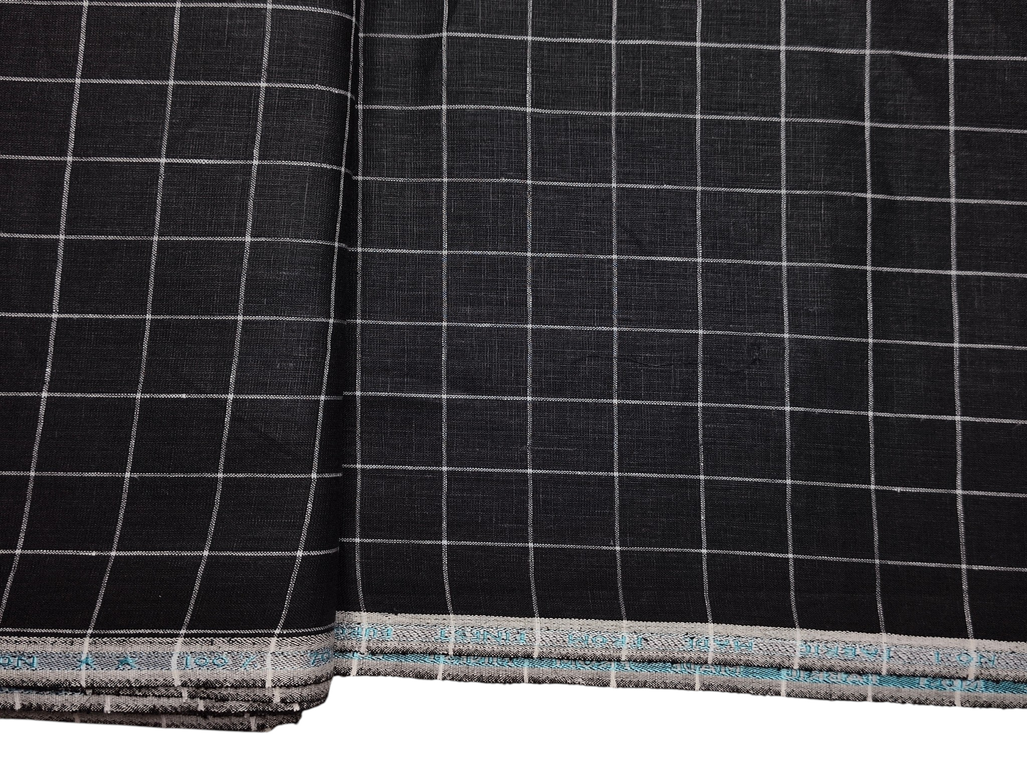 Murano Di Italia Italian Luxury Collection 100% Pure Linen 70 LEA Shirting Fabric (Black & White , Checks)