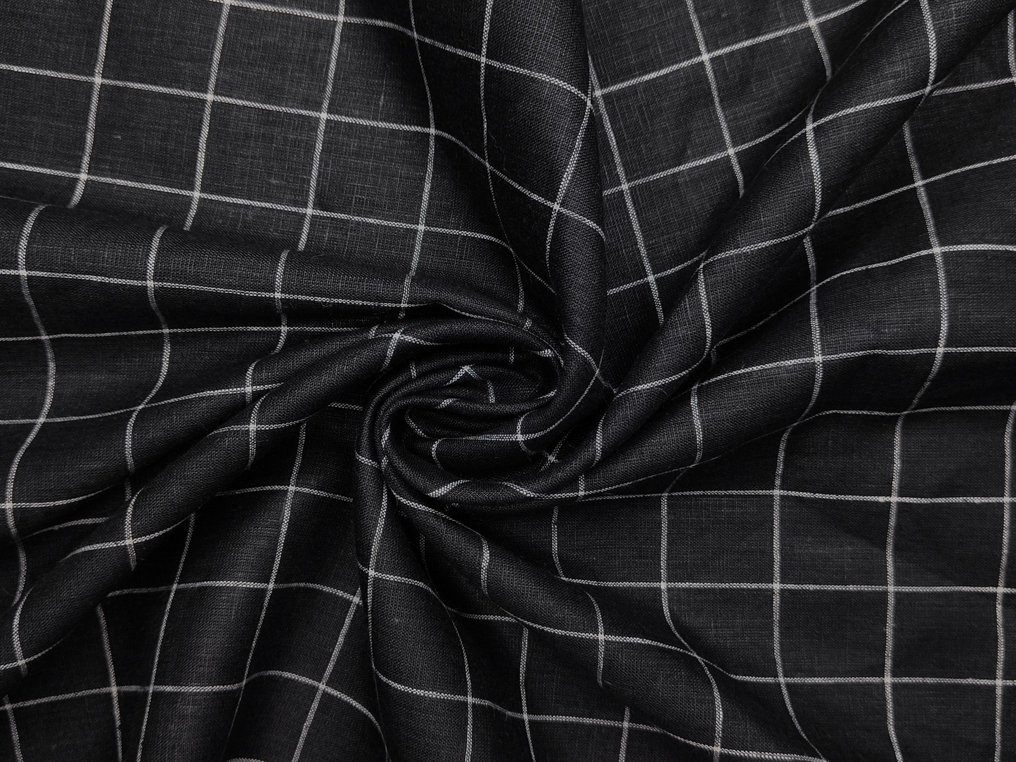 Murano Di Italia Italian Luxury Collection 100% Pure Linen 70 LEA Shirting Fabric (Black & White , Checks)