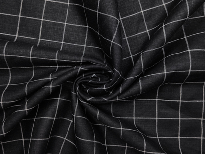 Murano Di Italia Italian Luxury Collection 100% Pure Linen 70 LEA Shirting Fabric (Black & White , Checks)