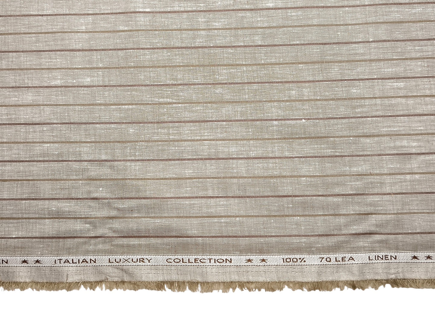 Murano Di Italia Italian Luxury Collection 100% Pure Linen 70 LEA Shirting Fabric (Light Brown , Stripes)