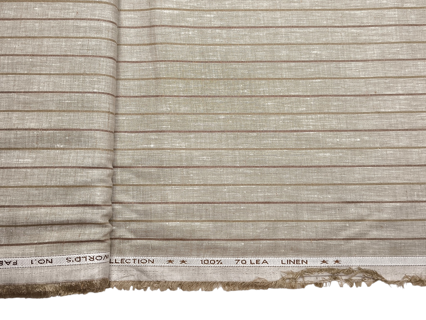Murano Di Italia Italian Luxury Collection 100% Pure Linen 70 LEA Shirting Fabric (Light Brown , Stripes)