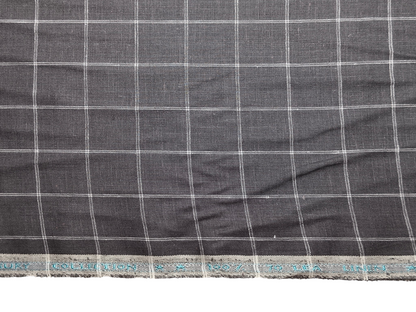 Murano Di Italia Italian Luxury Collection 100% Pure Linen 70 LEA Shirting Fabric (Charcoal Grey & White, Stripes)