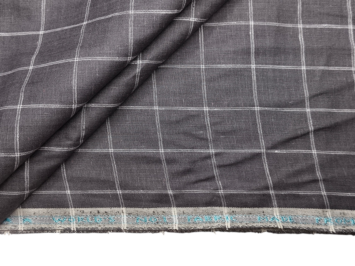 Murano Di Italia Italian Luxury Collection 100% Pure Linen 70 LEA Shirting Fabric (Charcoal Grey & White, Stripes)