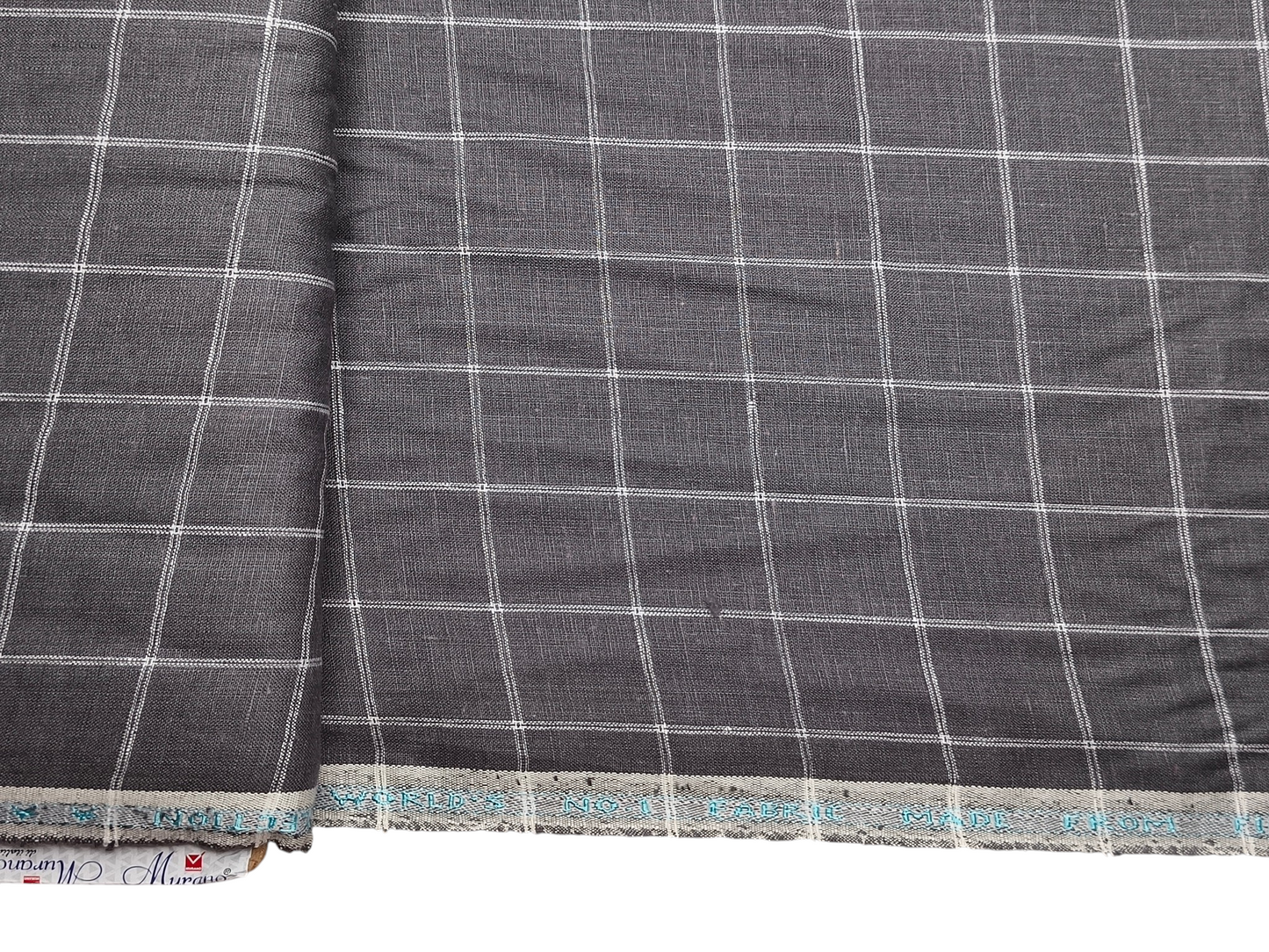 Murano Di Italia Italian Luxury Collection 100% Pure Linen 70 LEA Shirting Fabric (Charcoal Grey & White, Stripes)