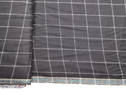 Murano Di Italia Italian Luxury Collection 100% Pure Linen 70 LEA Shirting Fabric (Charcoal Grey & White, Stripes)