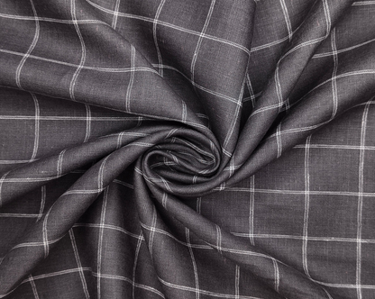 Murano Di Italia Italian Luxury Collection 100% Pure Linen 70 LEA Shirting Fabric (Charcoal Grey & White, Stripes)