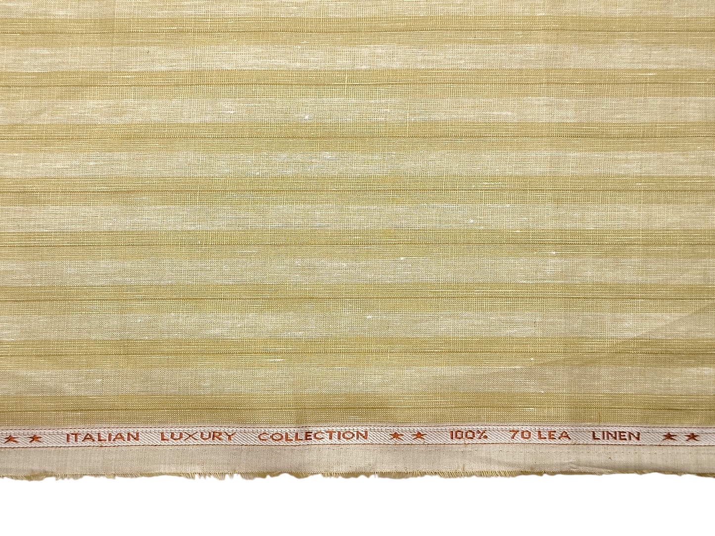 Murano Di Italia Italian Luxury Collection 100% Pure Linen 70 Lea Shirting Fabric (Golden Beige, Stripes)