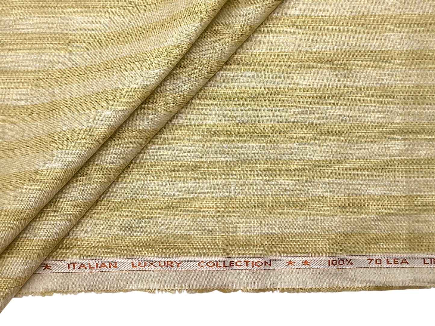 Murano Di Italia Italian Luxury Collection 100% Pure Linen 70 Lea Shirting Fabric (Golden Beige, Stripes)