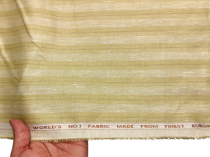 Murano Di Italia Italian Luxury Collection 100% Pure Linen 70 Lea Shirting Fabric (Golden Beige, Stripes)