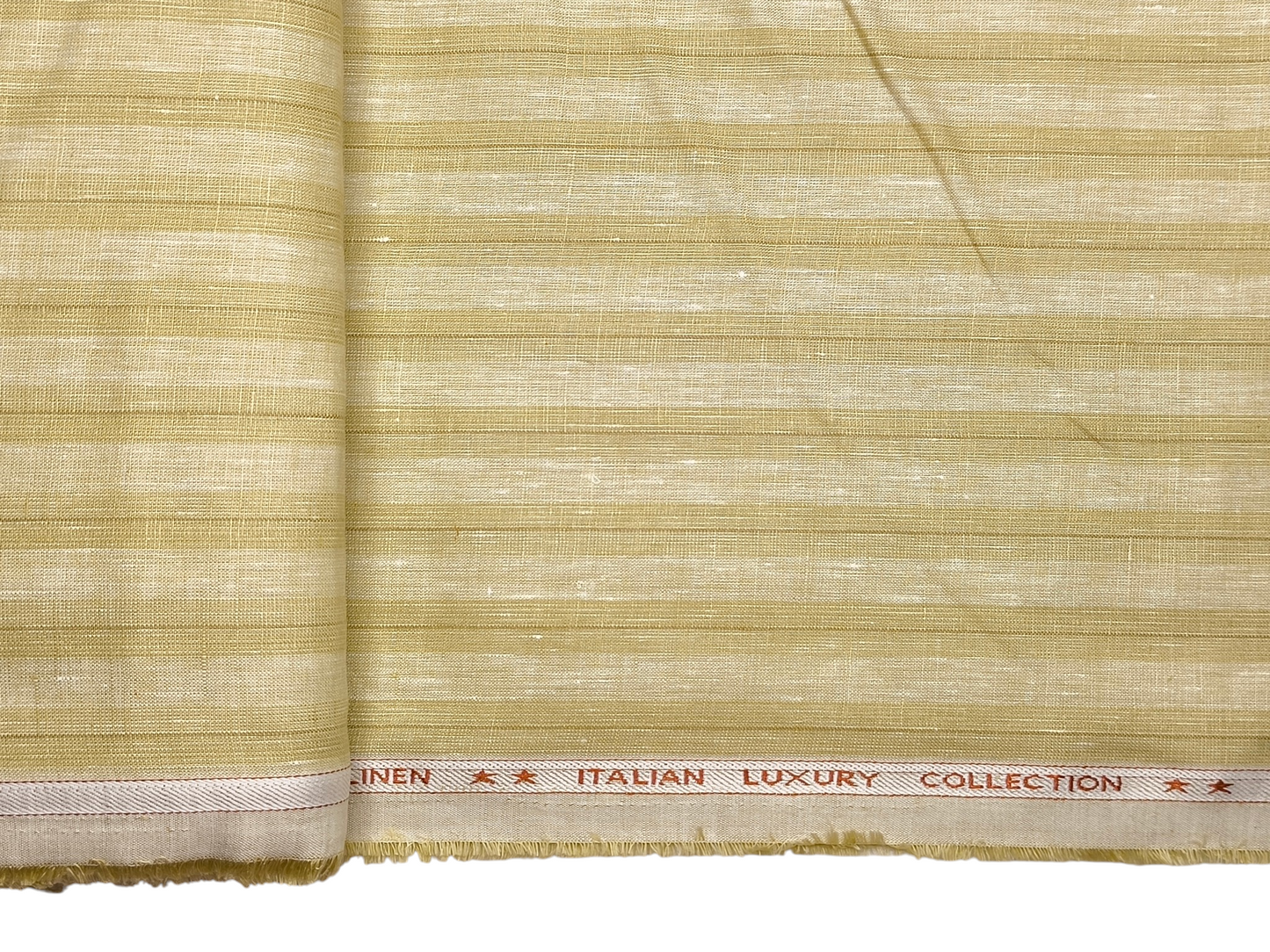 Murano Di Italia Italian Luxury Collection 100% Pure Linen 70 Lea Shirting Fabric (Golden Beige, Stripes)