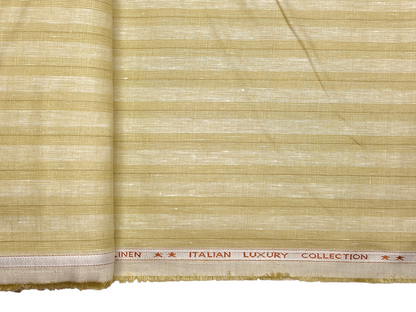 Murano Di Italia Italian Luxury Collection 100% Pure Linen 70 Lea Shirting Fabric (Golden Beige, Stripes)