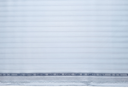 Canetti Italy 100% Cotton Premium Shirting Fabric (Light Ice Blue, Patterned Stripes)