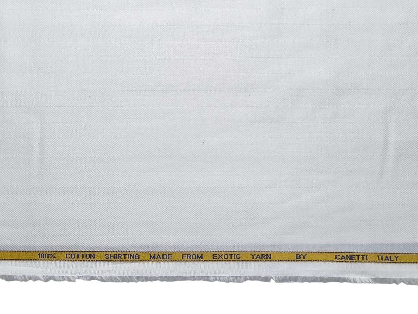 Canetti Italy 100% Cotton Premium Shirting Fabric (White, Herringbone)