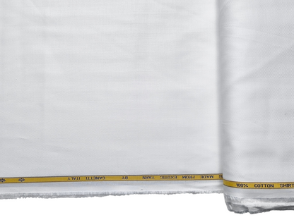 Canetti Italy 100% Cotton Premium Shirting Fabric (White, Herringbone)