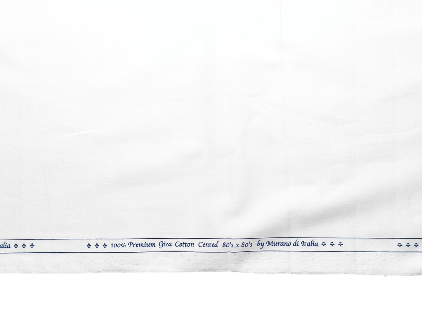 Murano Di Italia 100% 80s Giza Cotton Shirting Fabric (White, Plain)
