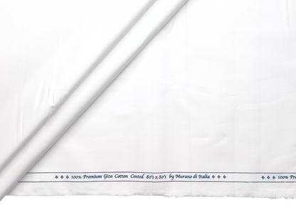 Murano Di Italia 100% 80s Giza Cotton Shirting Fabric (White, Plain)