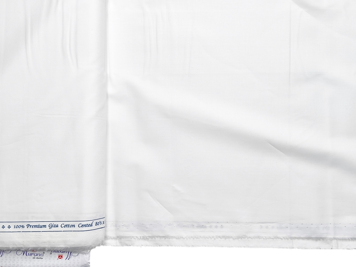 Murano Di Italia 100% 80s Giza Cotton Shirting Fabric (White, Plain)