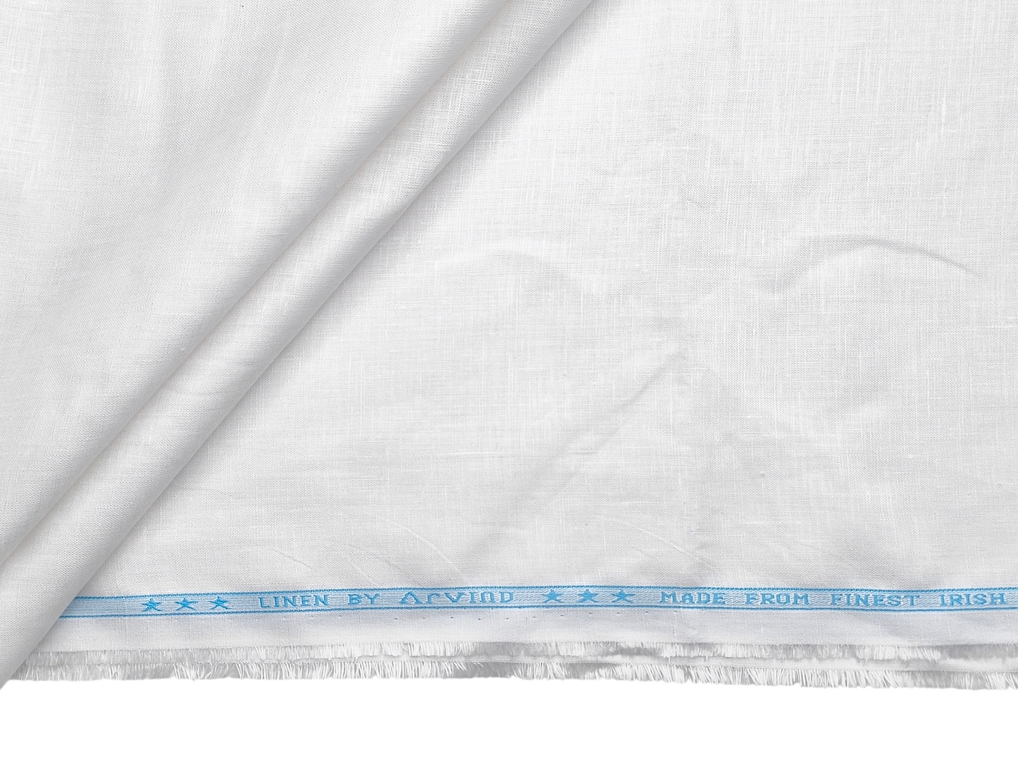 Arvind Premium Cotton Linen Blended Shirting Fabric (White, Plain)