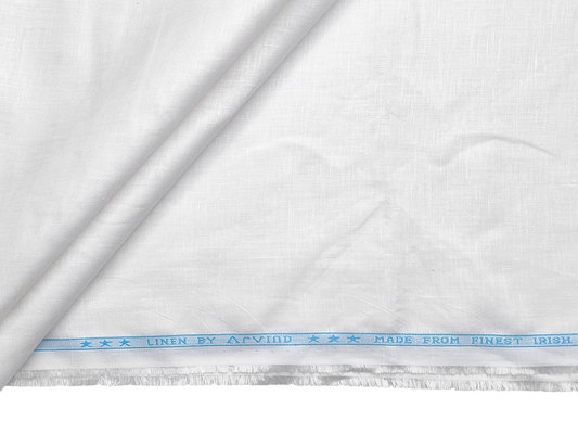 Arvind Premium Cotton Linen Blended Shirting Fabric (White, Plain)