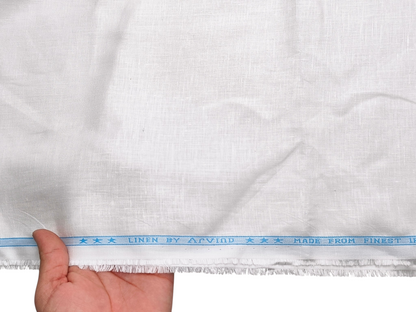 Arvind Premium Cotton Linen Blended Shirting Fabric (White, Plain)