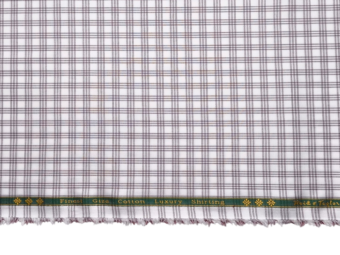 Reid & Taylor Finest Giza Cotton Luxury Shirting Fabric (Brown , Checks)