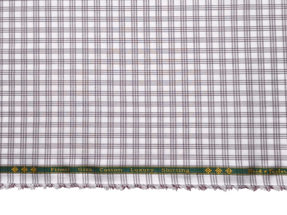 Reid & Taylor Finest Giza Cotton Luxury Shirting Fabric (Brown , Checks)