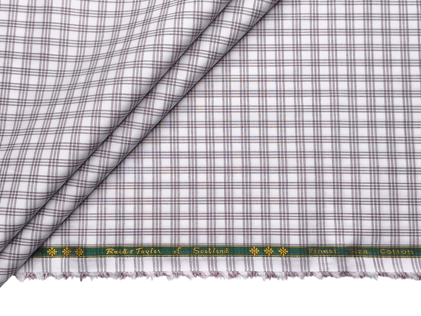 Reid & Taylor Finest Giza Cotton Luxury Shirting Fabric (Brown , Checks)