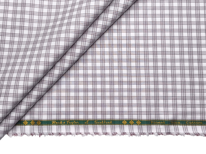 Reid & Taylor Finest Giza Cotton Luxury Shirting Fabric (Brown , Checks)