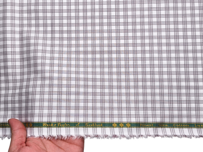 Reid & Taylor Finest Giza Cotton Luxury Shirting Fabric (Brown , Checks)
